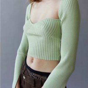 uo juliet portrait neck sweater olive